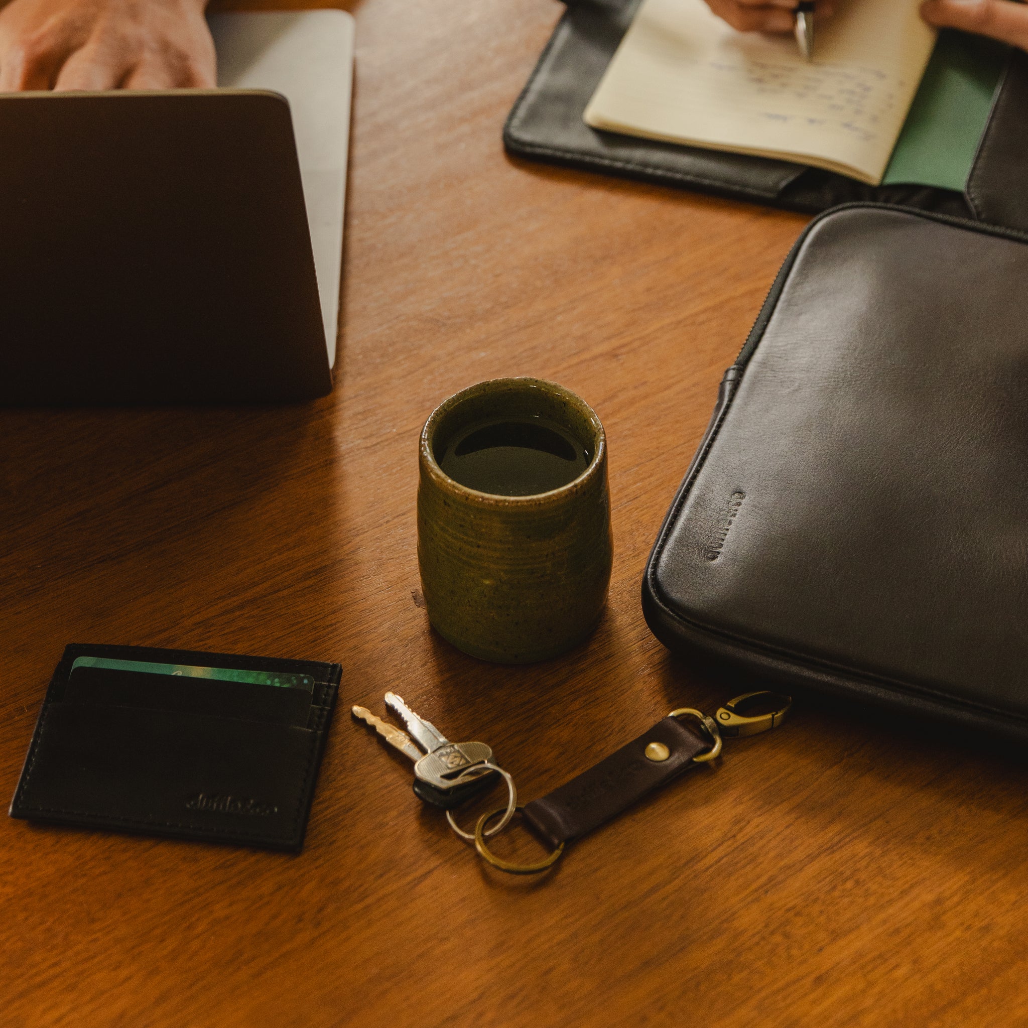 Duffle&Co Leather Keyring in Chocolate