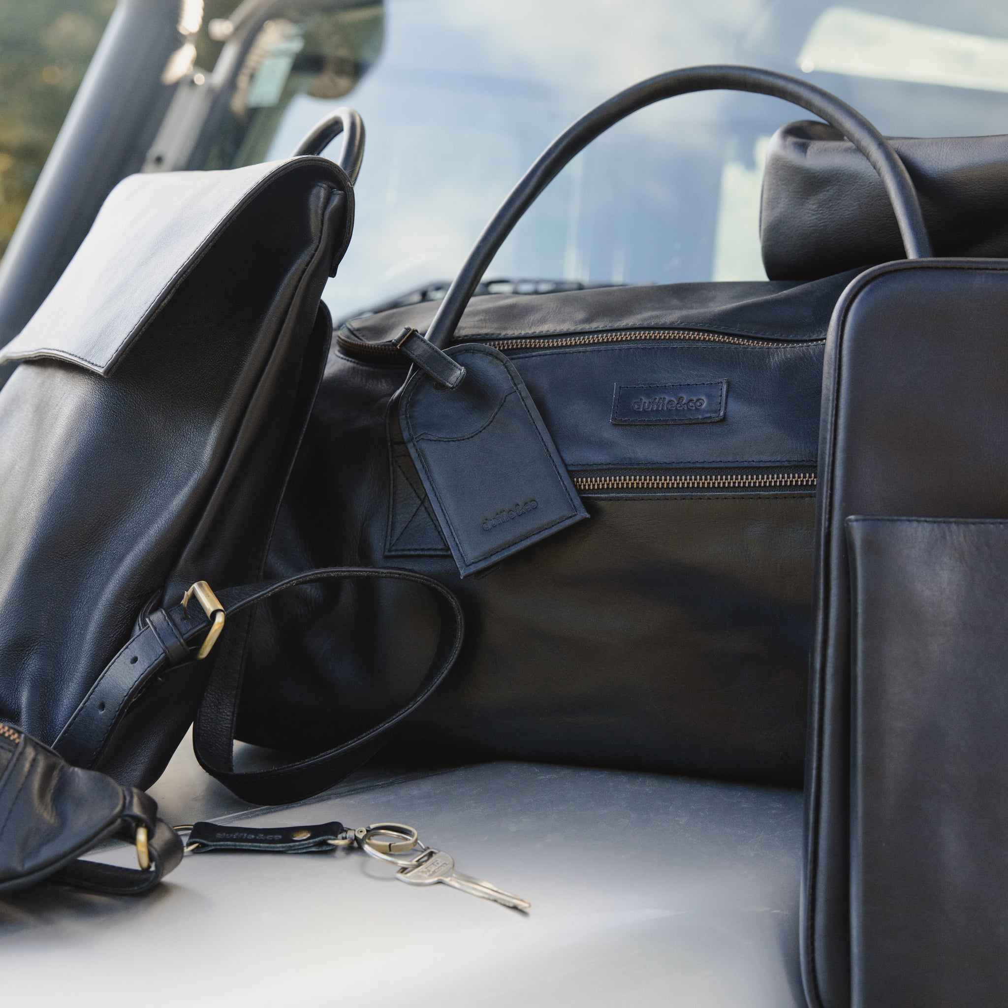 Leather Luggage Tag in Black by Duffle&Co