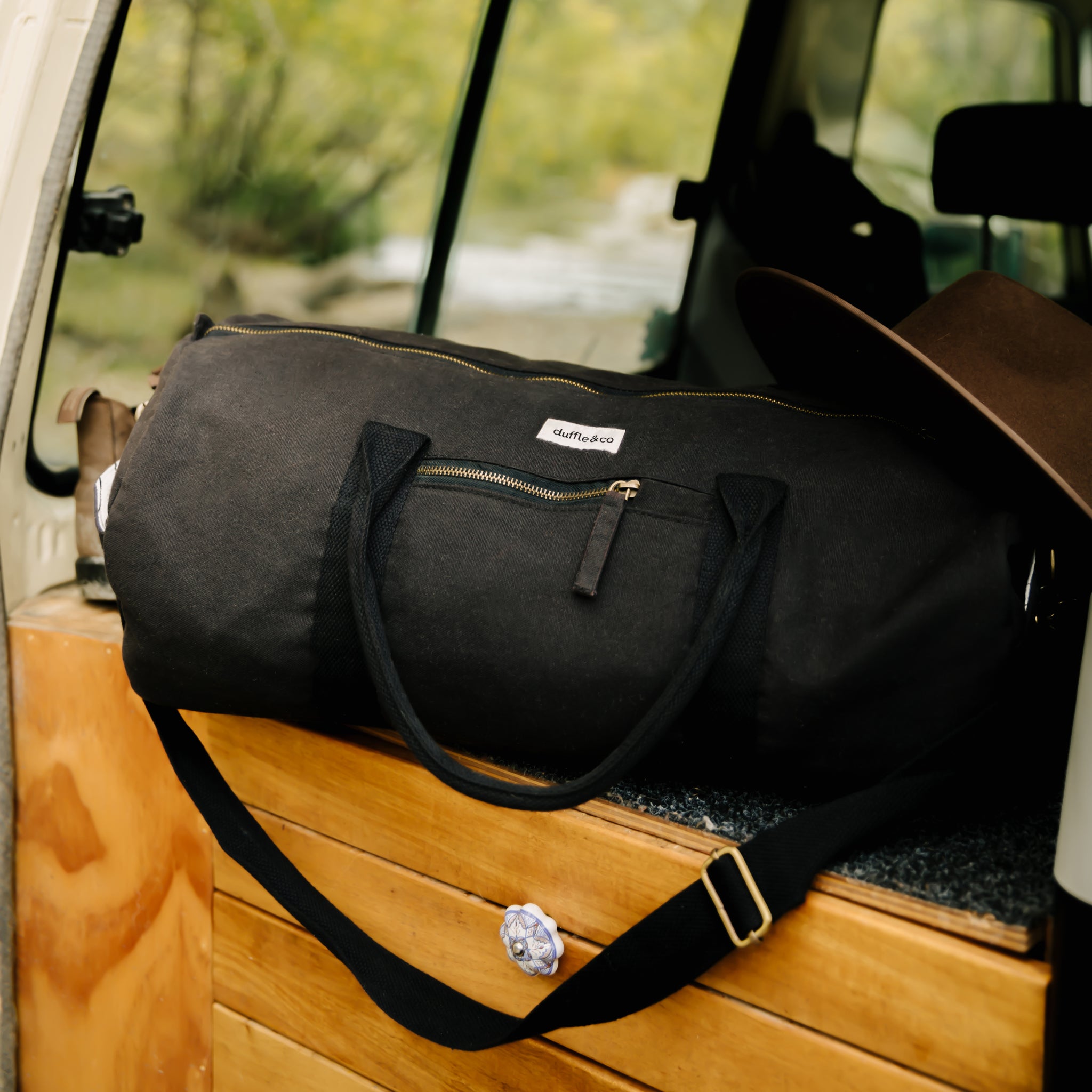 Black Weekender Duffle Bag by Duffle&Co