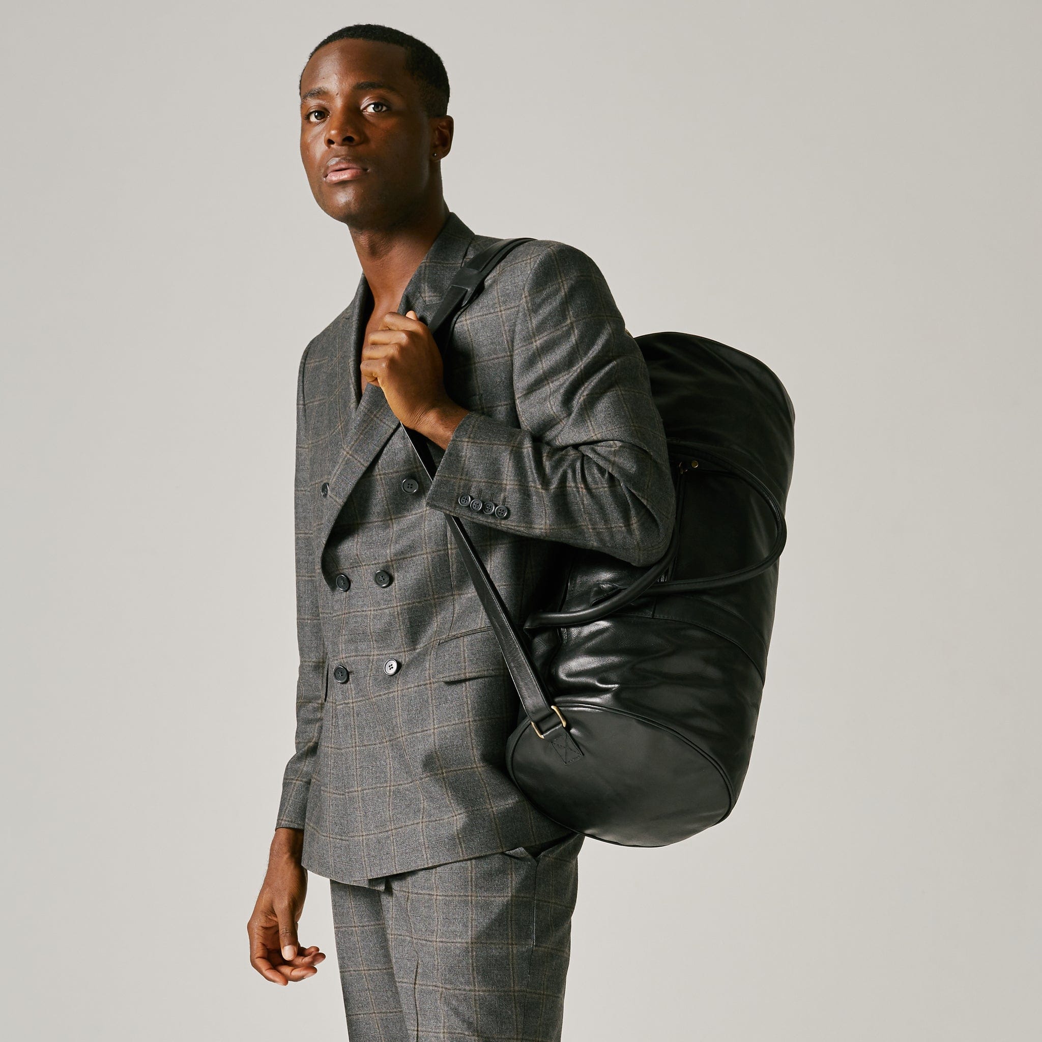 Crosson Leather Duffle Mens Bag Black by Duffle&Co