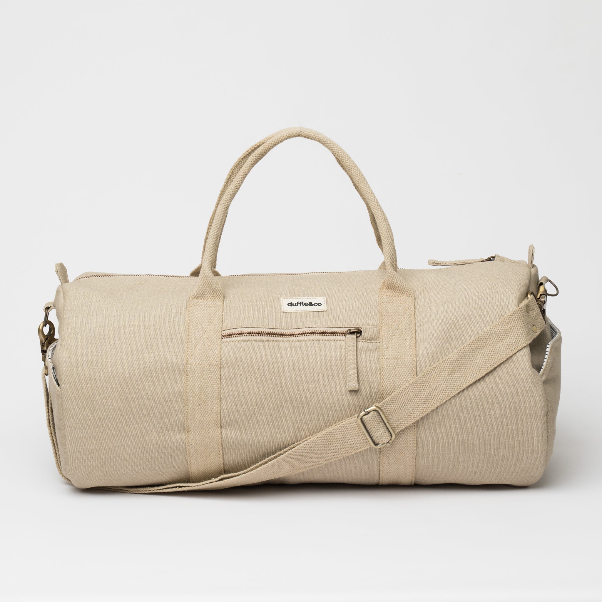 Beige Weekender Organic Canvas Duffle Bag by Duffle&Co