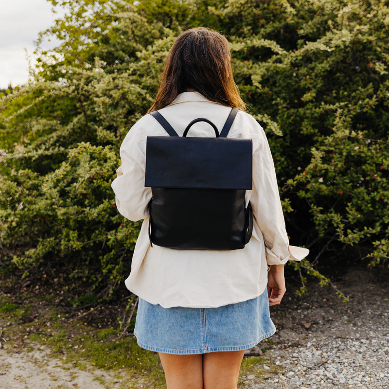 Black Leather Bradley Backpack by Duffle&Co