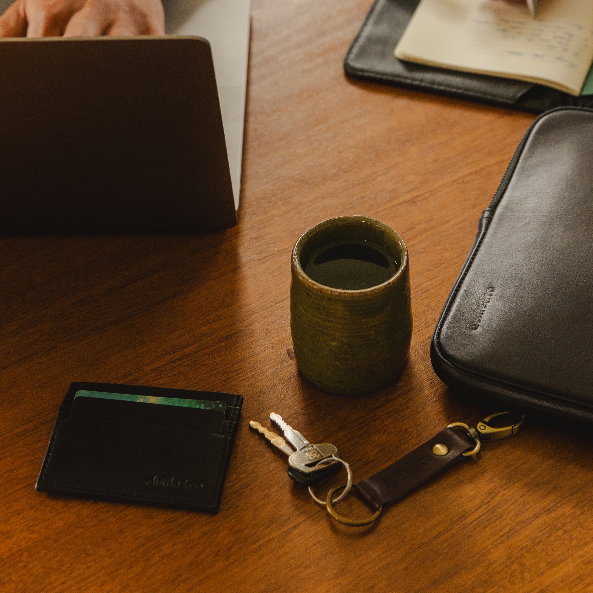 Black Handcrafted Leather Cardholder by Duffle&Co