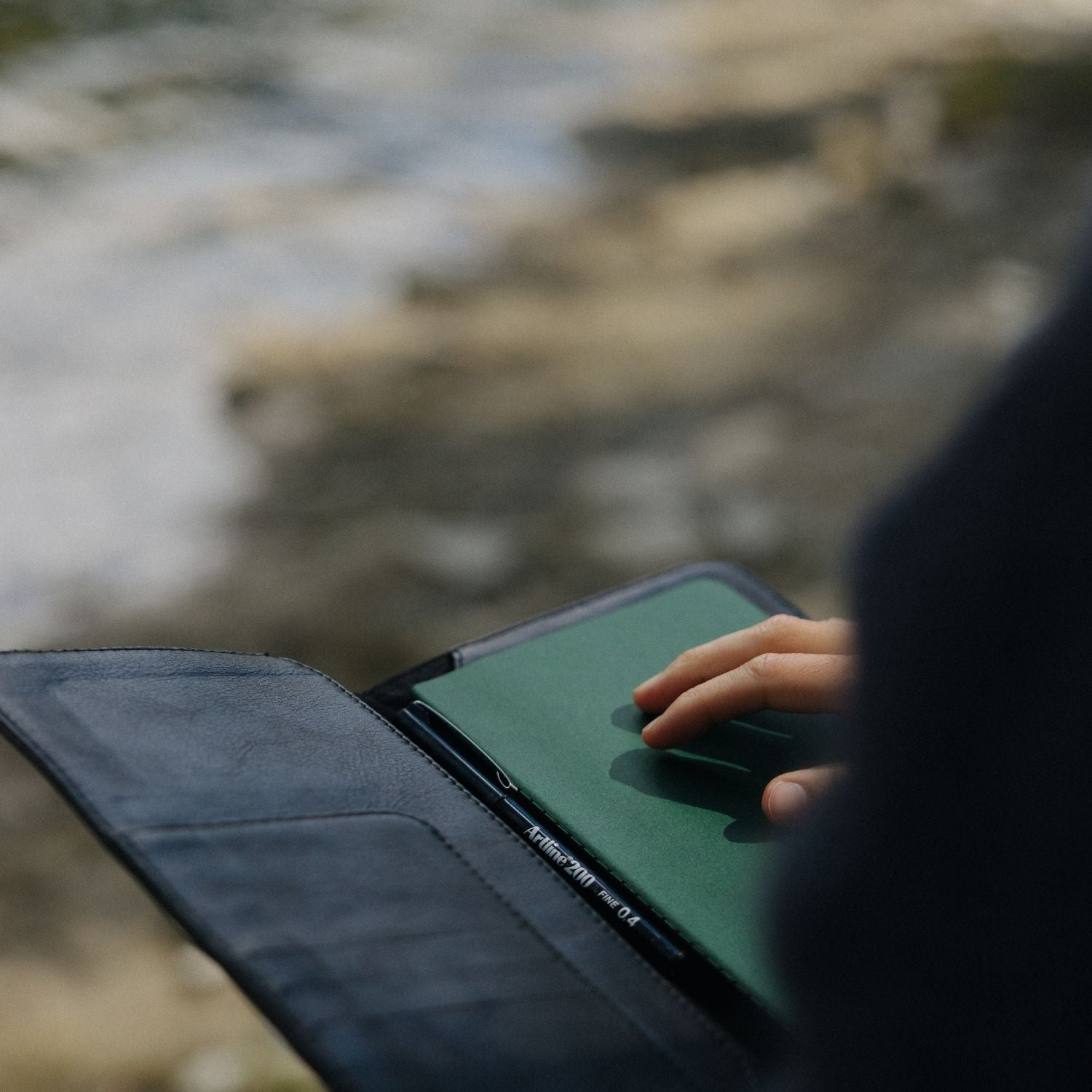 black leather notebook