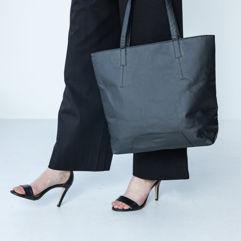 Harriet Pinatex Tote Handbag in Black by Duffle&Co