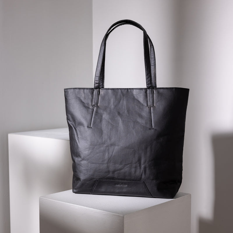 The Harriet Pinatex Tote Handbag in Black by Duffle&Co