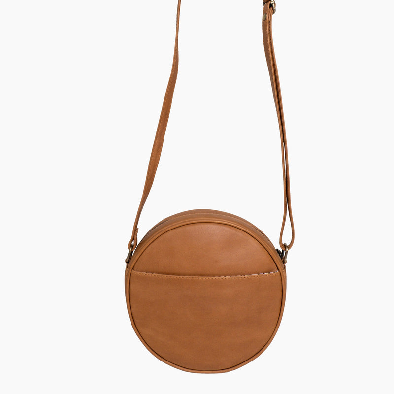 Josie Vintage Tan Leather Crossbody Bag Back by Duffle&Co