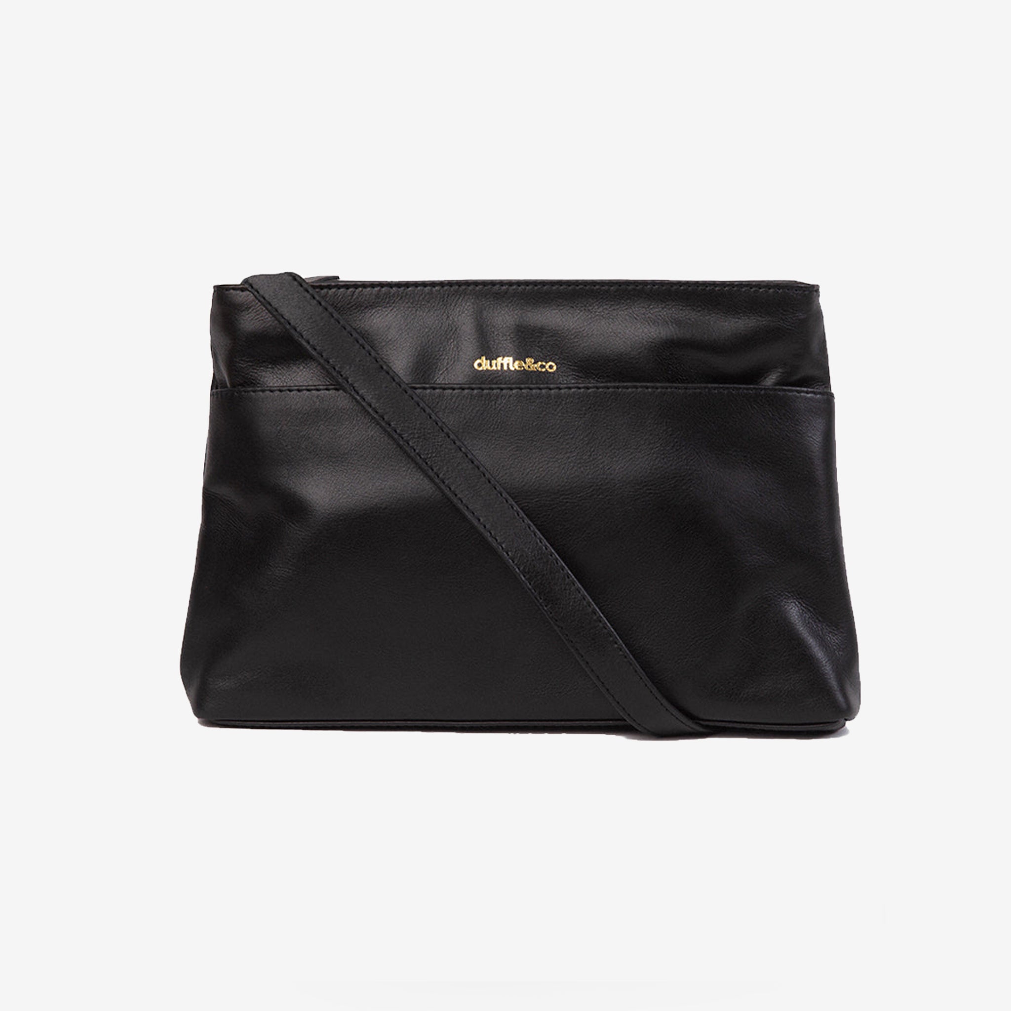 Rose in Black Leather Crossbody Handbag by Duffle&Co