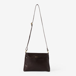 Rose Chocolate Leather Crossbody Handbag by Duffle&Co