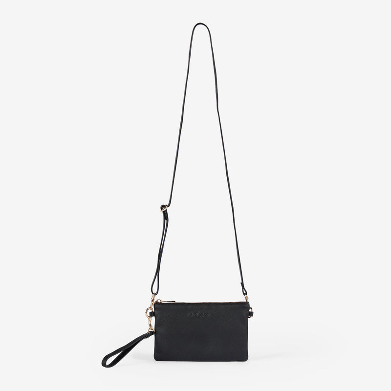 Sienna Single Black Leather Crossbody Bag by Duffle&Co