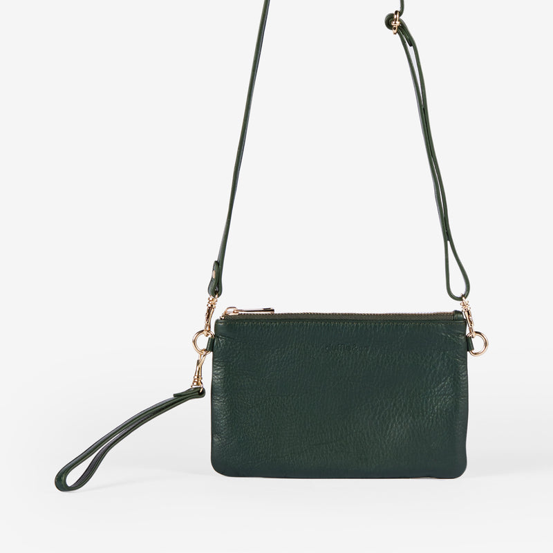Sienna Single Forest Green Leather Crossbody Handbag by Duffle&Co