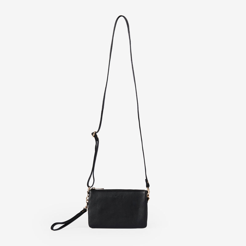 Sienna Triple Black Pouch Leather Bag Duffle&Co
