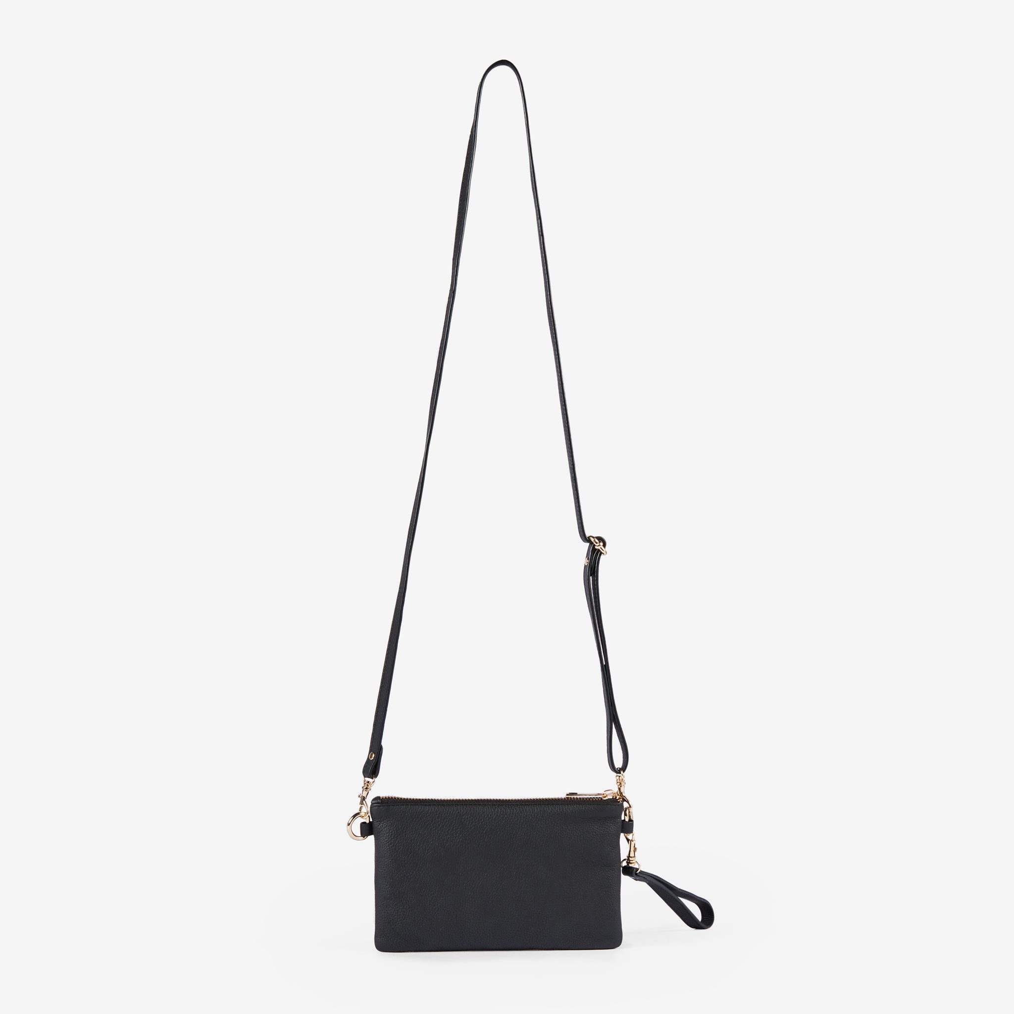 Sienna Triple Black Leather Crossbody Handbag Back by Duffle&Co