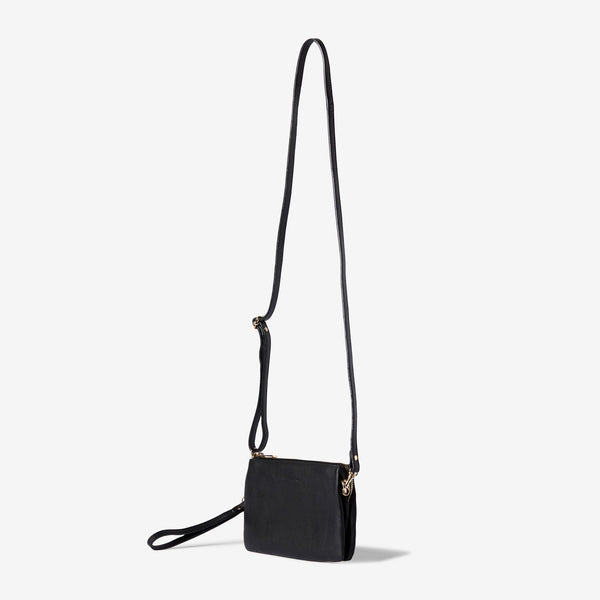 Sienna Triple Black Leather Crossbody Handbag by Duffle&Co