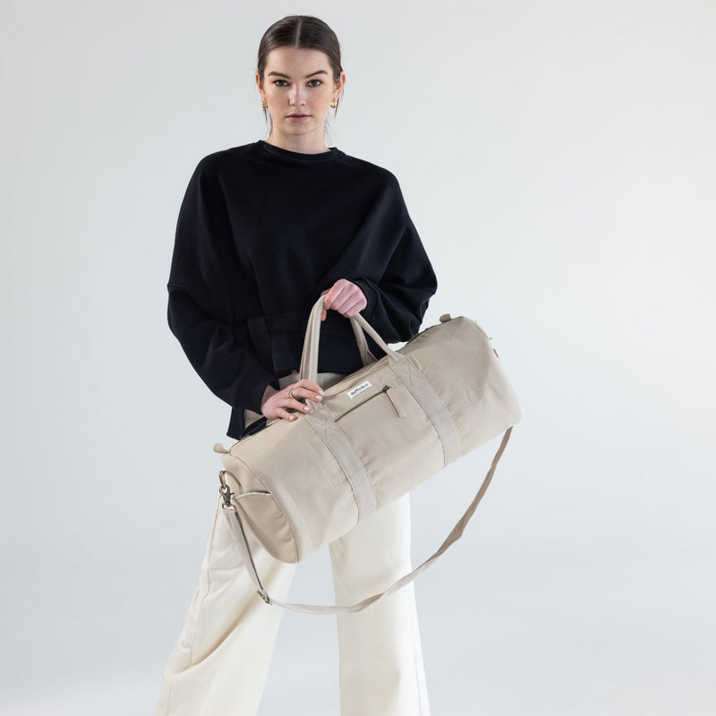 Weekender Organic Canvas Duffle Bag in Beige by Duffle&Co